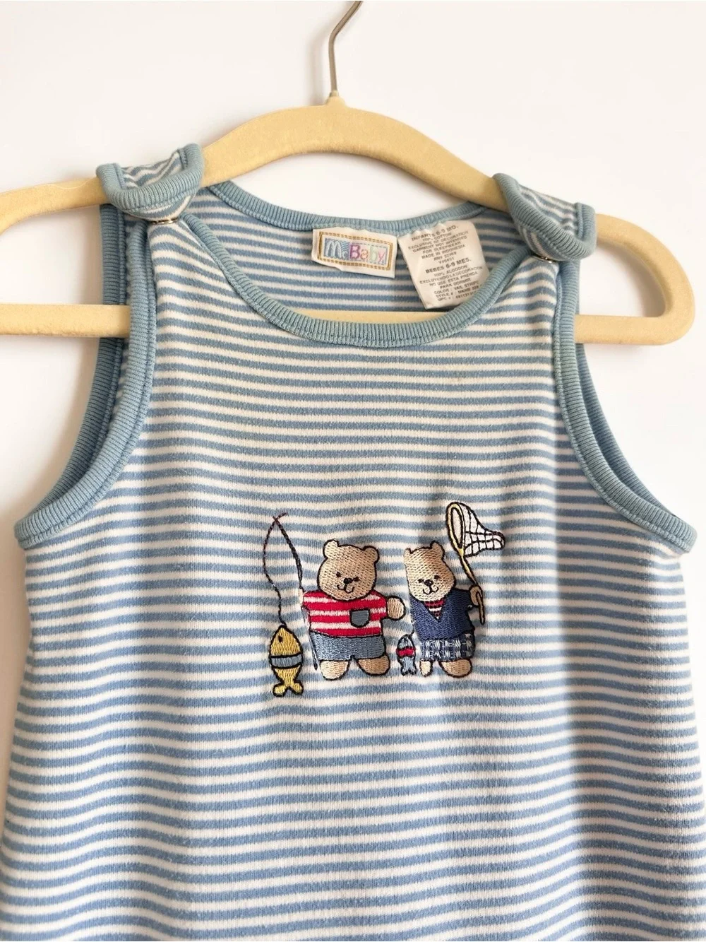 Vintage 90s McDonald’s McBaby Teddy Bear Fishing Romper 6-9M